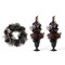 Halloween Lighted Black Rose with Orange Glitter Urn Porch Trees and Wreath/Teardrop Set